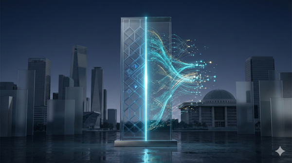 정부 소버린 AI 사업에서 프롬 스크래치 기준과 기술 주권 논란을 상징적으로 표현한 인공지능 정책 이미지